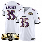 Men & Women & Youth Baltimore Ravens #35 Gus Edwards White 2023 F.U.S.E. AFC North Champions Vapor Limited Jersey,baseball caps,new era cap wholesale,wholesale hats